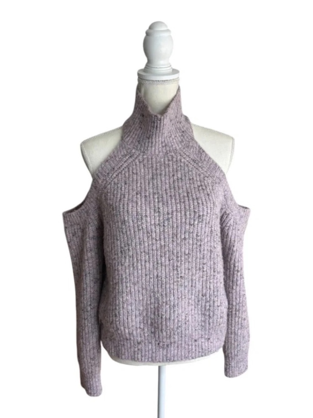 ASTR The Label Lavender Cold Shoulder Turtleneck Knit Sweater Size M